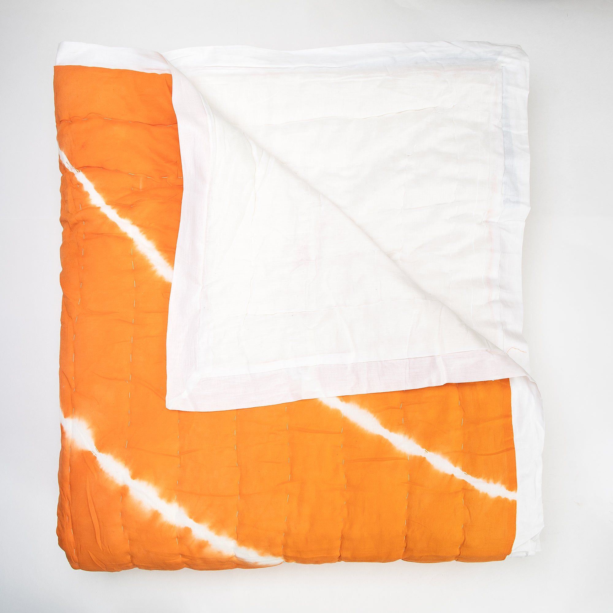 Premium Orange Tie and Dye Pure Cotton Jaipuri Quilt